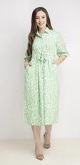 3/4 Sleeve Maxi Dress Green Multi