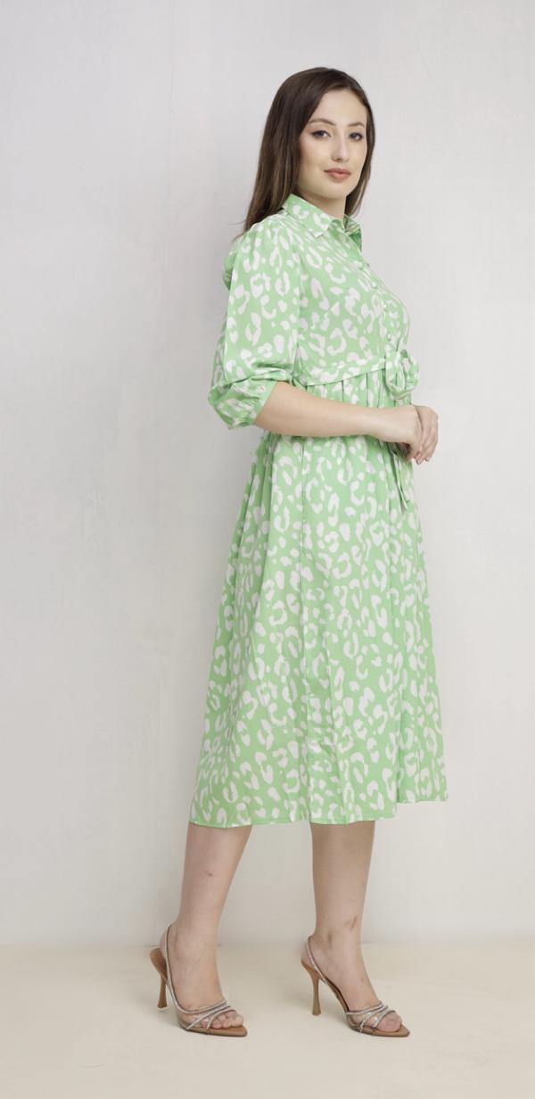 3/4 Sleeve Maxi Dress Green Multi