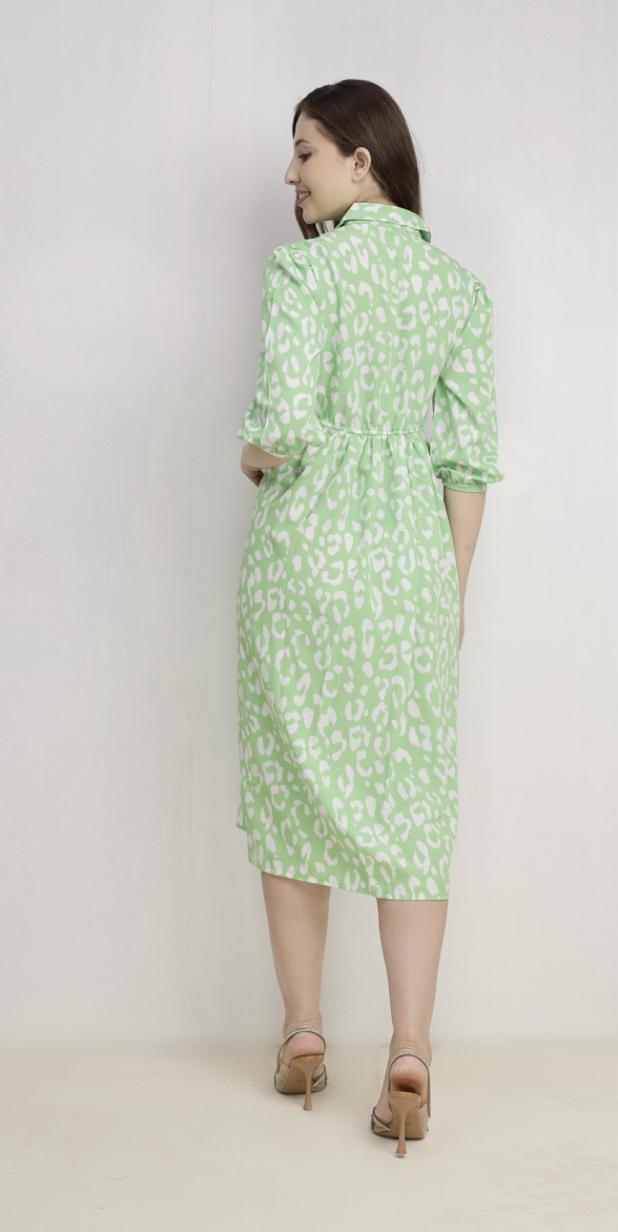3/4 Sleeve Maxi Dress Green Multi