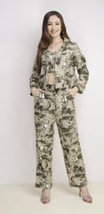 Full Sleeve Beach Print 
Three Pieces Set